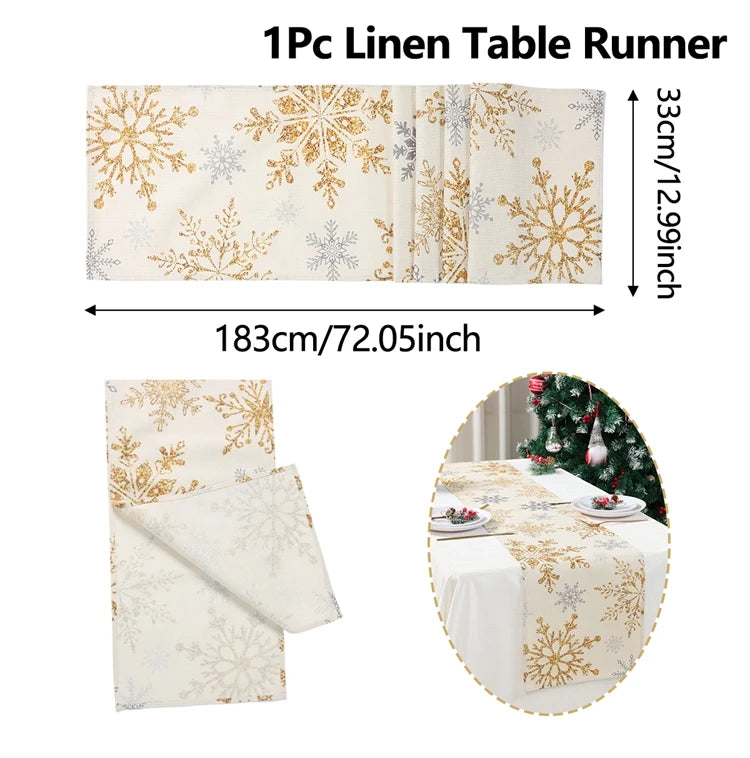 Christmas Linen Table Runner Merry Christmas Decoration for Home Xmas Table Decor 2025 Navidad Notal Noel Ornament New Year 2026