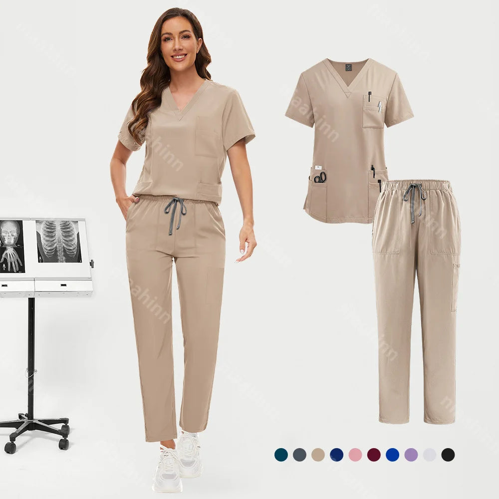 Hot Sale Nurse Scrubs Set Women Anti Wrinkle Washable Soft Hospital Uniform Medical Scrubs Women Scrubs Sets Medical Accessories