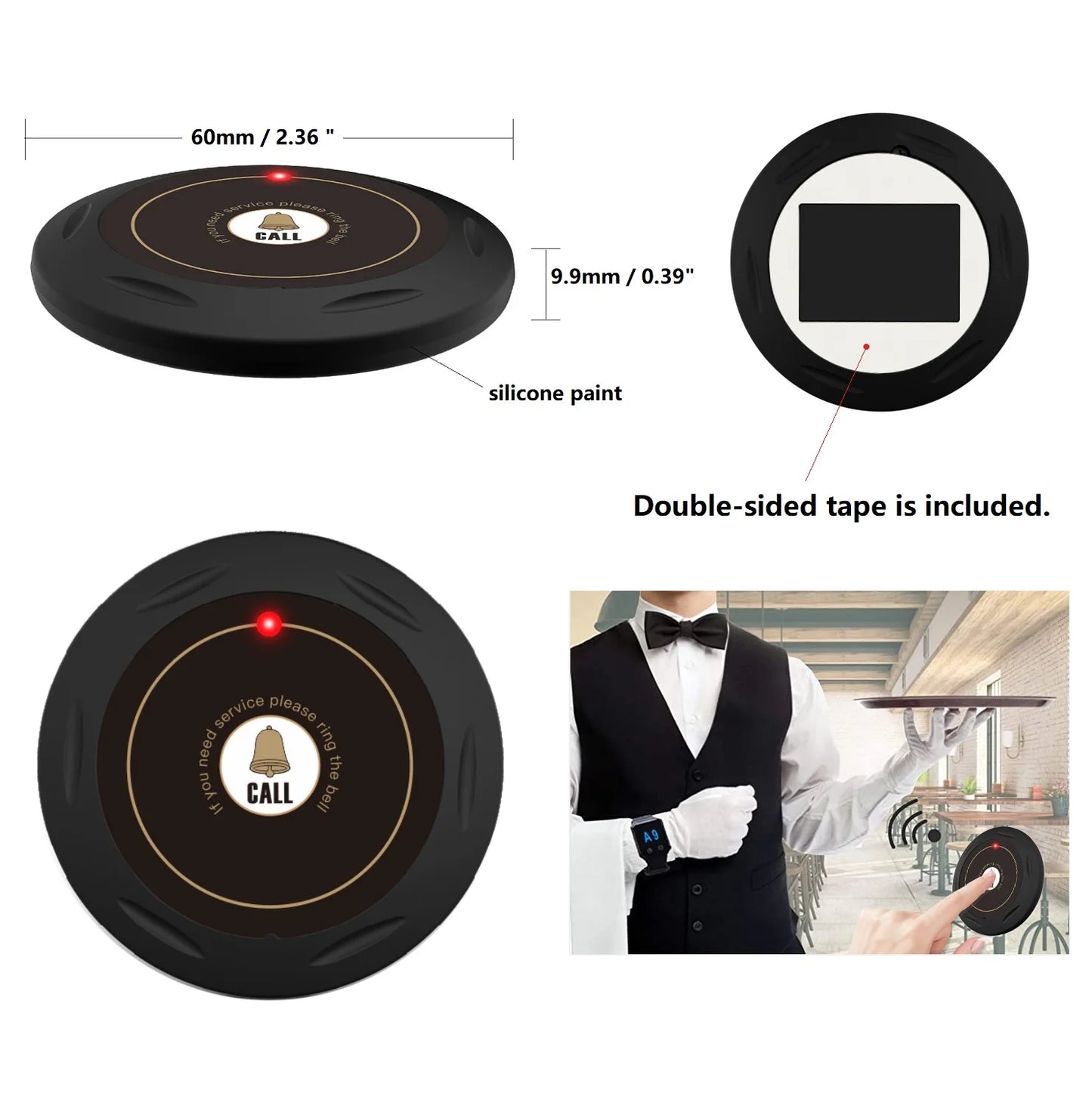 BYHUBYENG Nursing Transmiter Zumbador Alarm Button Watch Wireless Call Waiter Street Bell Emergency Camarero Hospital Equipment