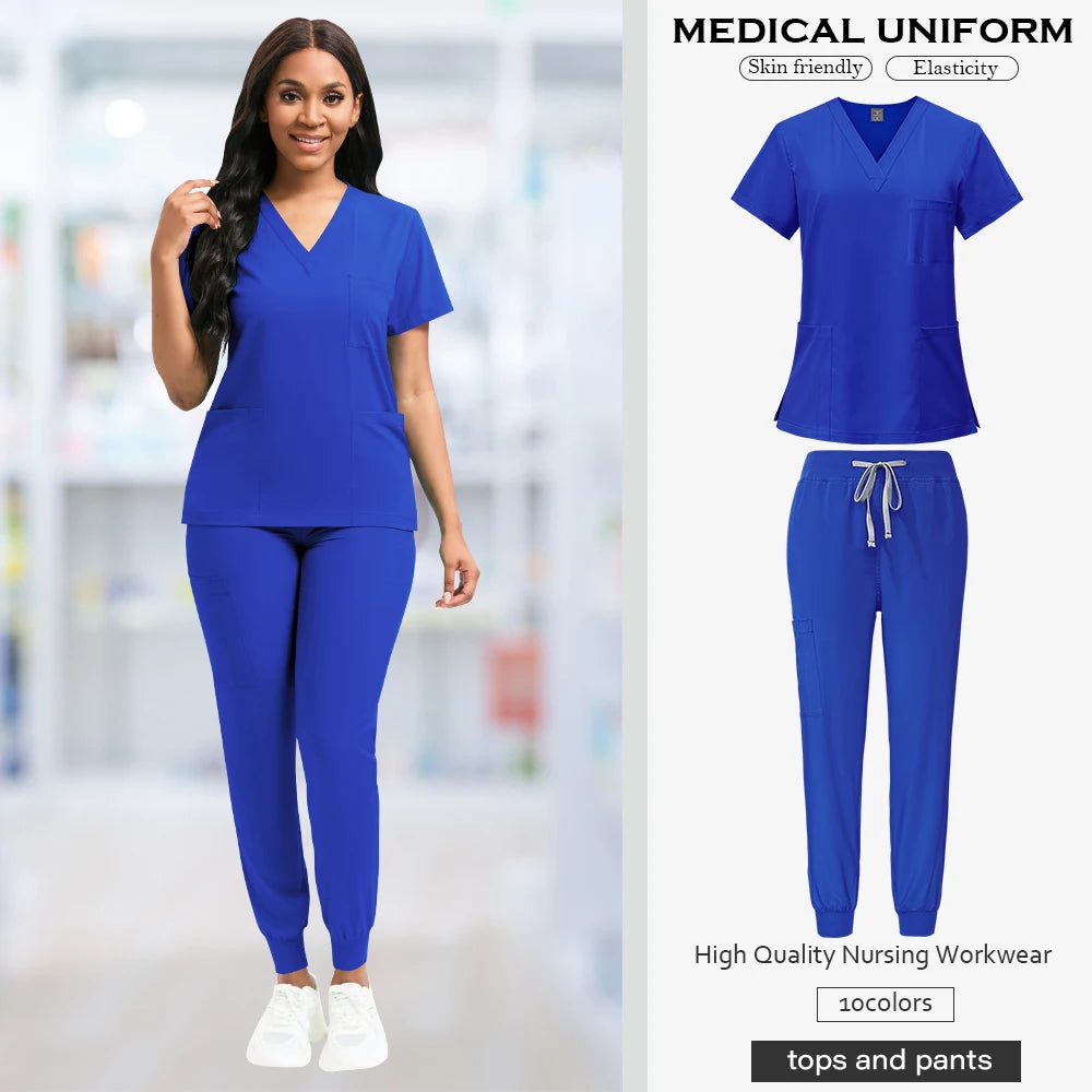 Niaahinn Fashion Medical Uniform Women Breathable Scrubs Hot Sales Top Jogger Sets Men Hospital Doctors Work Clothes Comfortable