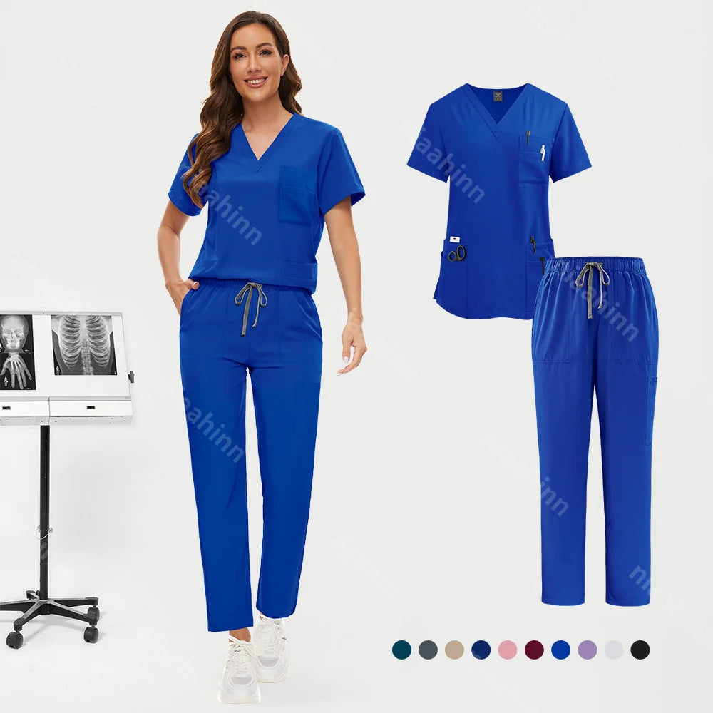 Hot Sale Nurse Scrubs Set Women Anti Wrinkle Washable Soft Hospital Uniform Medical Scrubs Women Scrubs Sets Medical Accessories