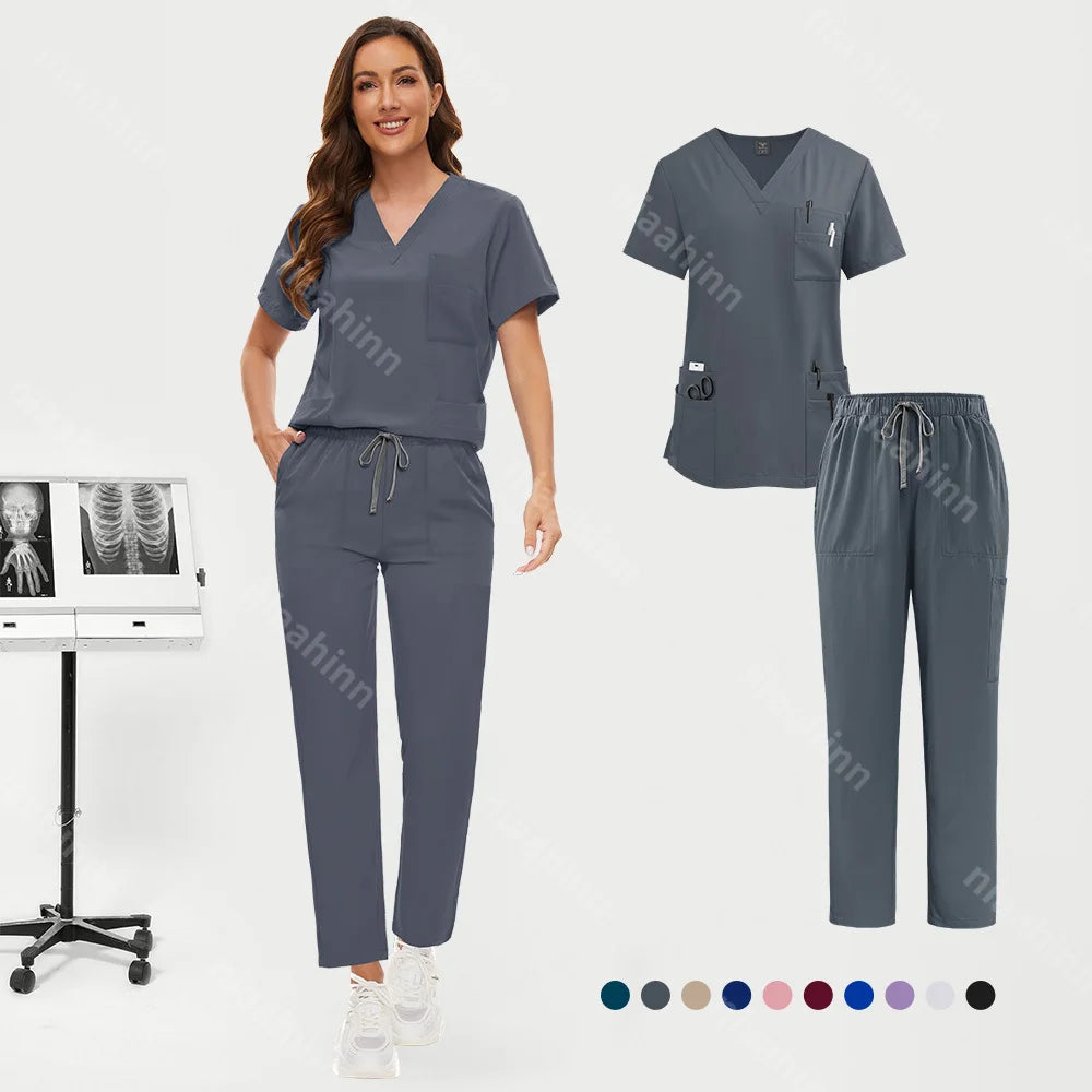 Hot Sale Nurse Scrubs Set Women Anti Wrinkle Washable Soft Hospital Uniform Medical Scrubs Women Scrubs Sets Medical Accessories