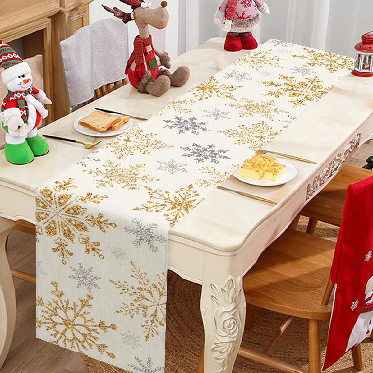 Christmas Linen Table Runner Merry Christmas Decoration for Home Xmas Table Decor 2025 Navidad Notal Noel Ornament New Year 2026
