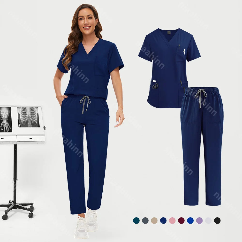Hot Sale Nurse Scrubs Set Women Anti Wrinkle Washable Soft Hospital Uniform Medical Scrubs Women Scrubs Sets Medical Accessories