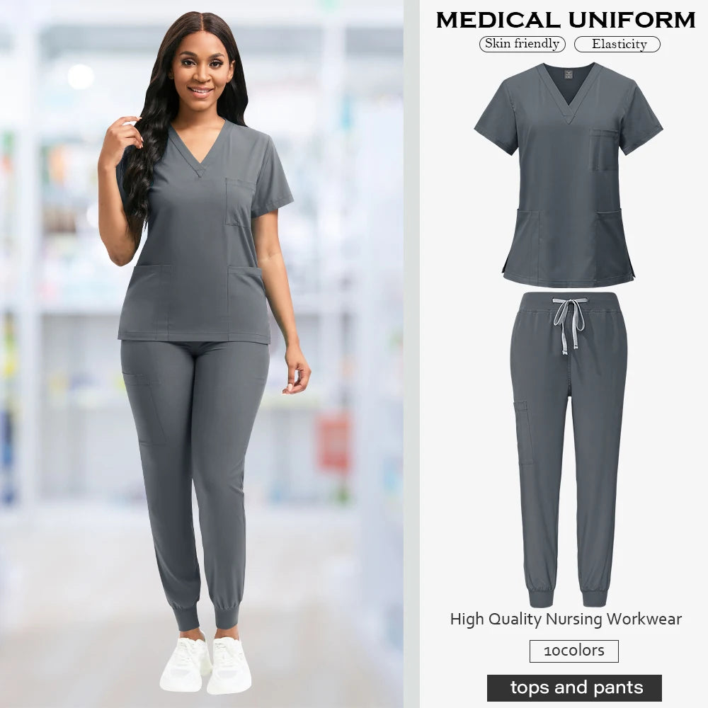 Niaahinn Fashion Medical Uniform Women Breathable Scrubs Hot Sales Top Jogger Sets Men Hospital Doctors Work Clothes Comfortable
