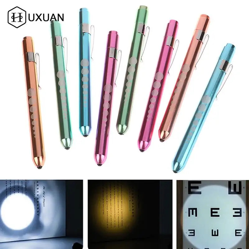 1PCS Reusable LED Medical Penlight Flashlight With Pupil Gauge Pocket Clip Pen Light Torch Lamp For Nurses Doctors Reading