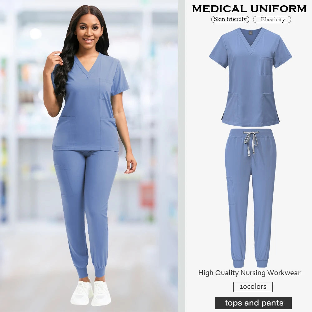 Niaahinn Fashion Medical Uniform Women Breathable Scrubs Hot Sales Top Jogger Sets Men Hospital Doctors Work Clothes Comfortable