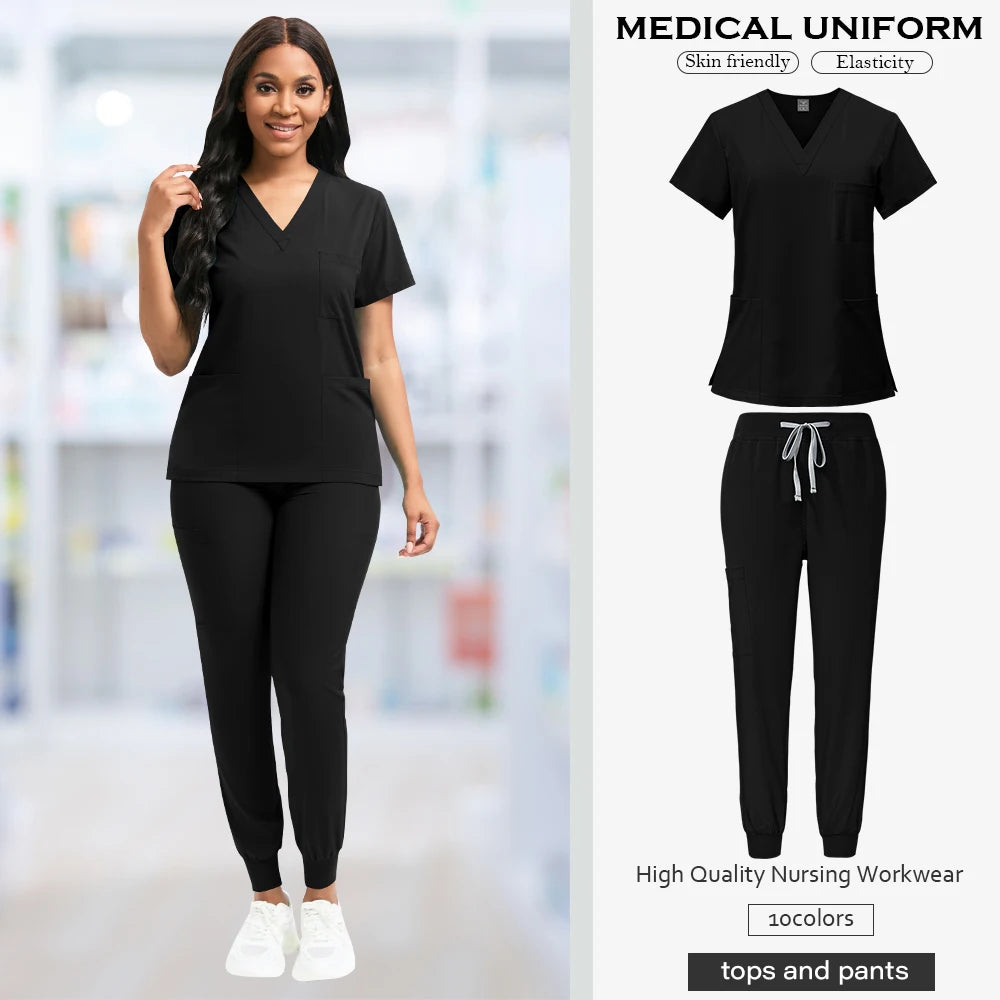 Niaahinn Fashion Medical Uniform Women Breathable Scrubs Hot Sales Top Jogger Sets Men Hospital Doctors Work Clothes Comfortable