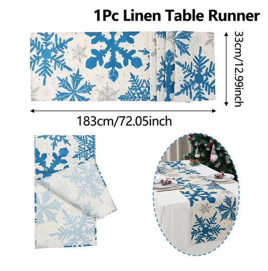 Christmas Linen Table Runner Merry Christmas Decoration for Home Xmas Table Decor 2025 Navidad Notal Noel Ornament New Year 2026