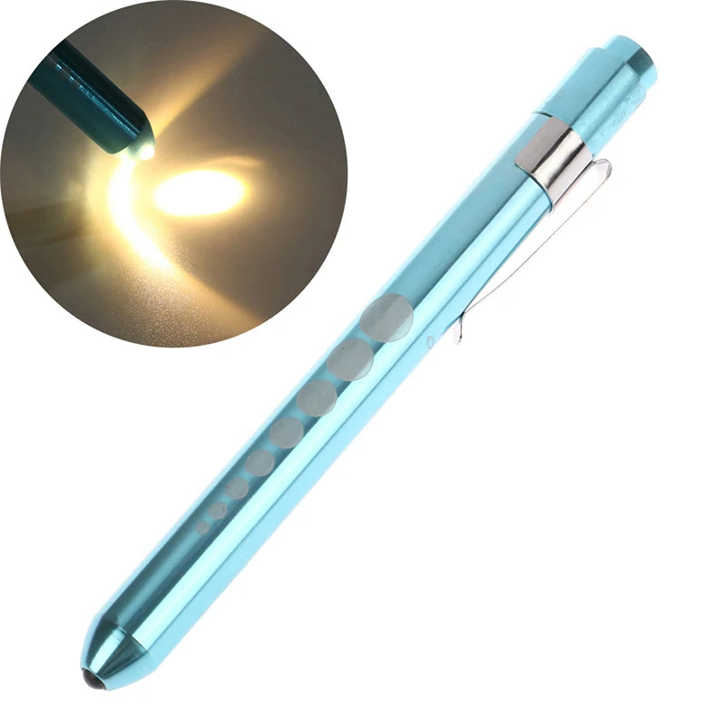 1PCS Reusable LED Medical Penlight Flashlight With Pupil Gauge Pocket Clip Pen Light Torch Lamp For Nurses Doctors Reading