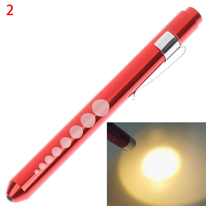 1pcs Portable LED Flashlight Work Light First Aid Pen Light Torch Lamp Pupil Gauge Measurement Medical Pen Light
