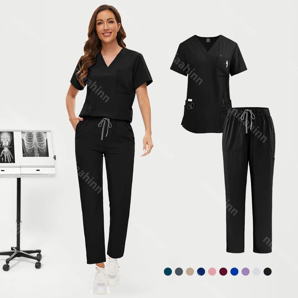 Hot Sale Nurse Scrubs Set Women Anti Wrinkle Washable Soft Hospital Uniform Medical Scrubs Women Scrubs Sets Medical Accessories