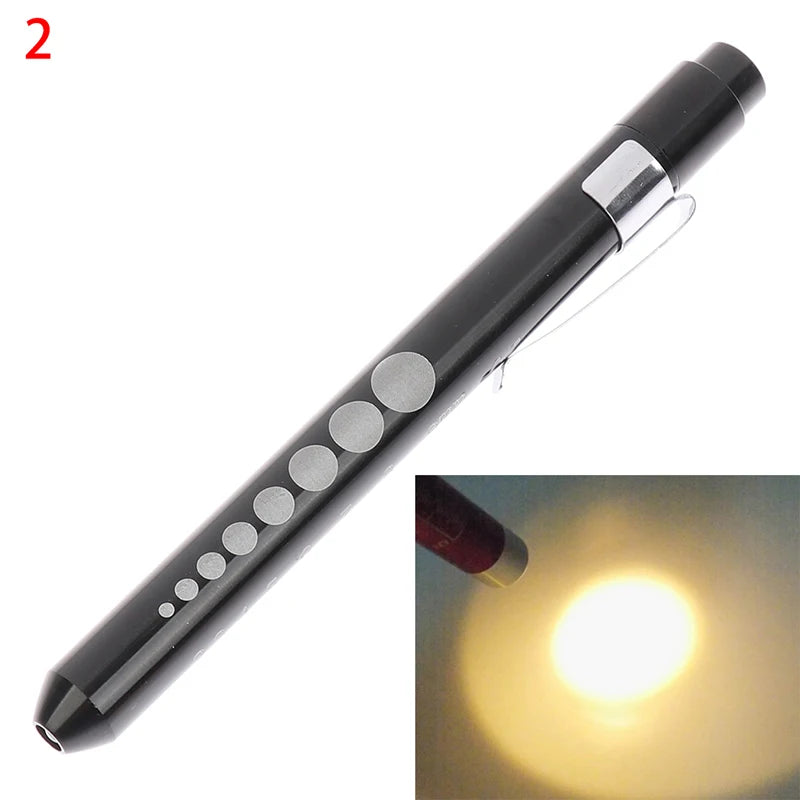 1pcs Portable LED Flashlight Work Light First Aid Pen Light Torch Lamp Pupil Gauge Measurement Medical Pen Light
