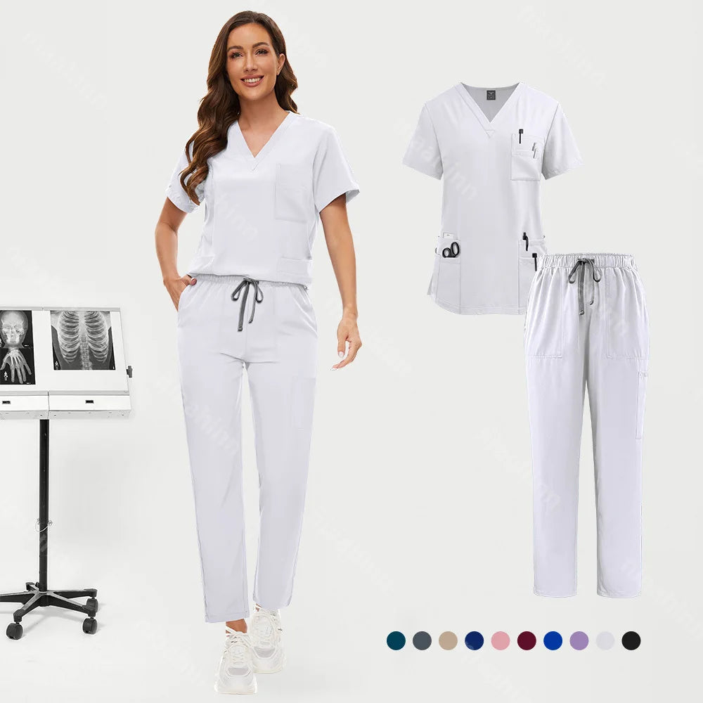 Hot Sale Nurse Scrubs Set Women Anti Wrinkle Washable Soft Hospital Uniform Medical Scrubs Women Scrubs Sets Medical Accessories