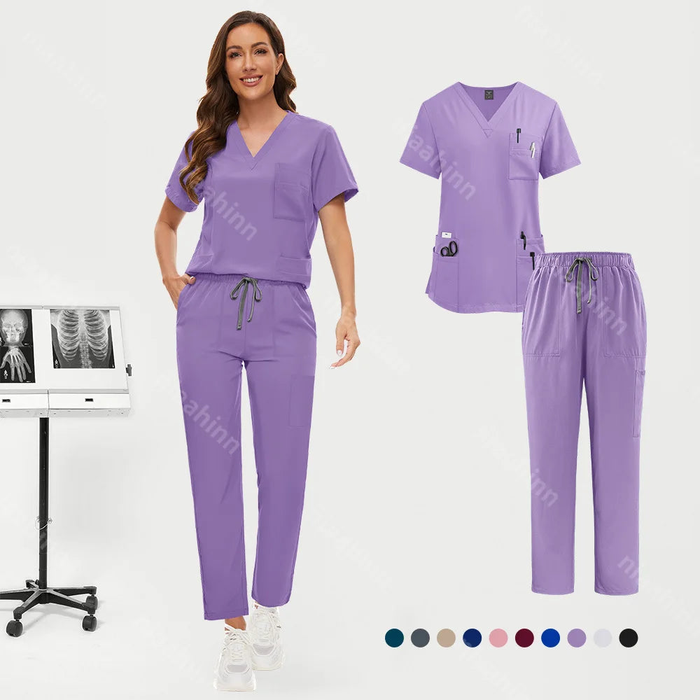 Hot Sale Nurse Scrubs Set Women Anti Wrinkle Washable Soft Hospital Uniform Medical Scrubs Women Scrubs Sets Medical Accessories