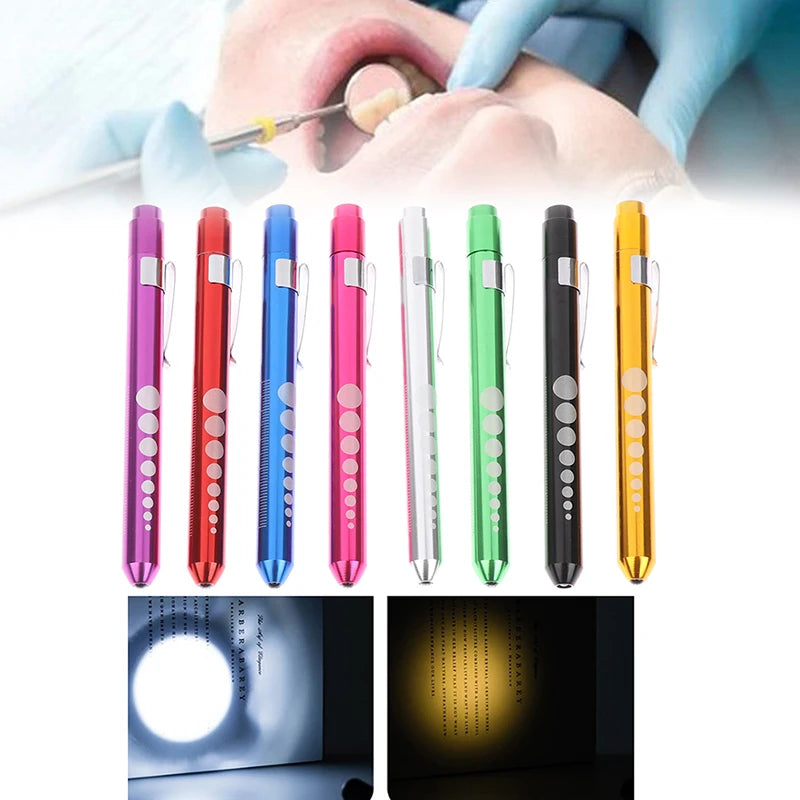 1pcs Portable LED Flashlight Work Light First Aid Pen Light Torch Lamp Pupil Gauge Measurement Medical Pen Light