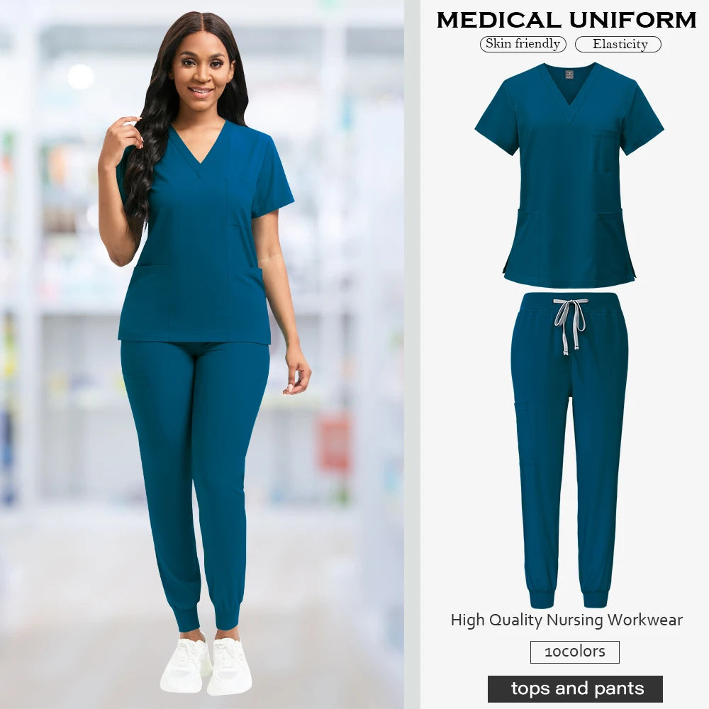 Niaahinn Fashion Medical Uniform Women Breathable Scrubs Hot Sales Top Jogger Sets Men Hospital Doctors Work Clothes Comfortable