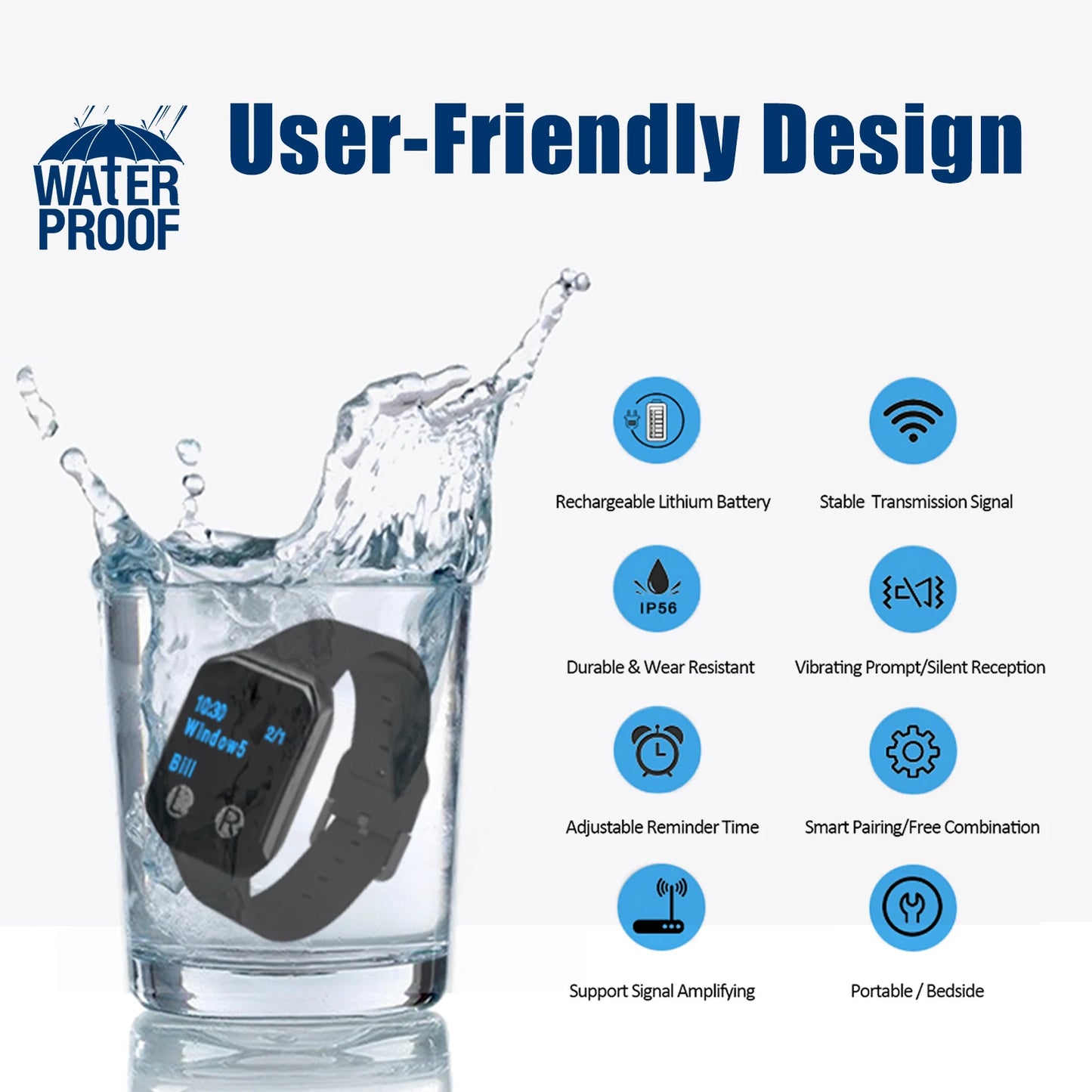 BYHUBYENG Nursing Transmiter Zumbador Alarm Button Watch Wireless Call Waiter Street Bell Emergency Camarero Hospital Equipment