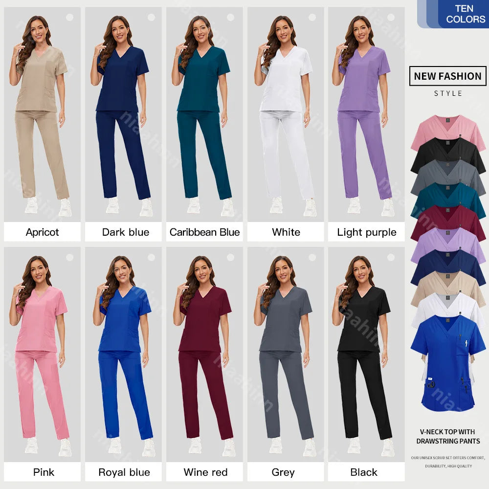 Hot Sale Nurse Scrubs Set Women Anti Wrinkle Washable Soft Hospital Uniform Medical Scrubs Women Scrubs Sets Medical Accessories