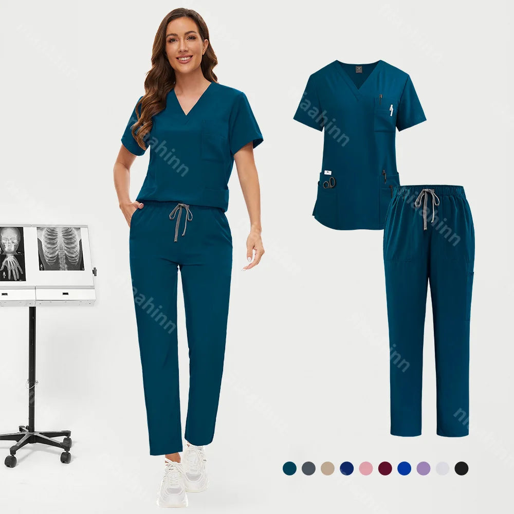Hot Sale Nurse Scrubs Set Women Anti Wrinkle Washable Soft Hospital Uniform Medical Scrubs Women Scrubs Sets Medical Accessories