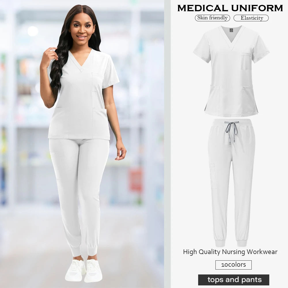 Niaahinn Fashion Medical Uniform Women Breathable Scrubs Hot Sales Top Jogger Sets Men Hospital Doctors Work Clothes Comfortable