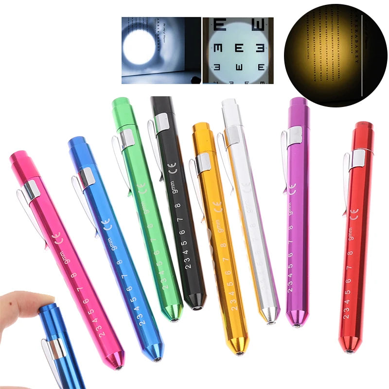1pcs Portable LED Flashlight Work Light First Aid Pen Light Torch Lamp Pupil Gauge Measurement Medical Pen Light