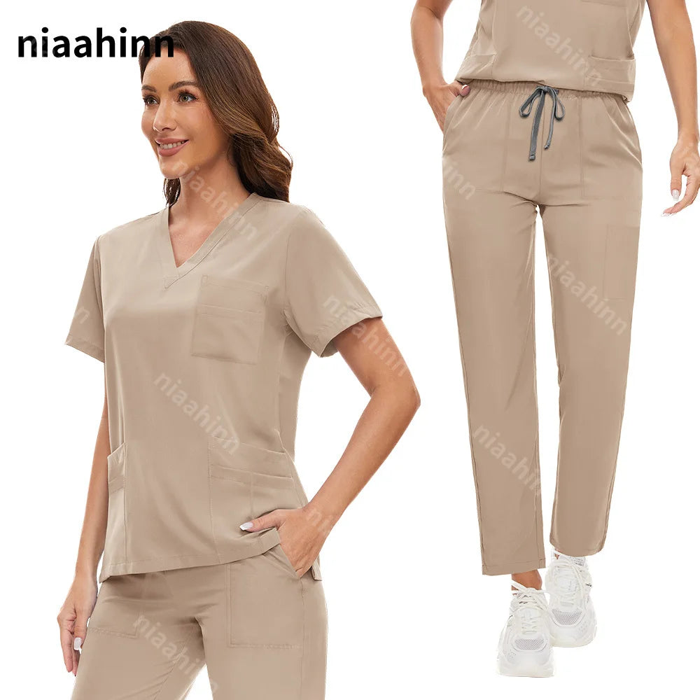 Hot Sale Nurse Scrubs Set Women Anti Wrinkle Washable Soft Hospital Uniform Medical Scrubs Women Scrubs Sets Medical Accessories