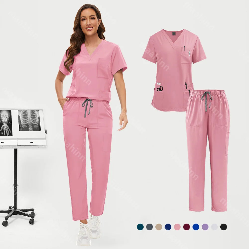 Hot Sale Nurse Scrubs Set Women Anti Wrinkle Washable Soft Hospital Uniform Medical Scrubs Women Scrubs Sets Medical Accessories