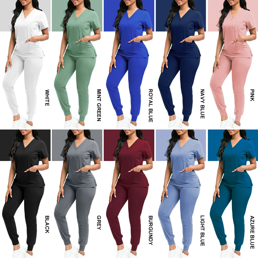 Niaahinn Fashion Medical Uniform Women Breathable Scrubs Hot Sales Top Jogger Sets Men Hospital Doctors Work Clothes Comfortable