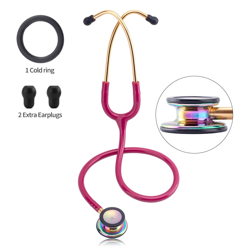 Double Sided Stethoscope Portable Professional Cardiology Stethoscope Medical Equipment Nurse Doctor Gilded White Stethoscope