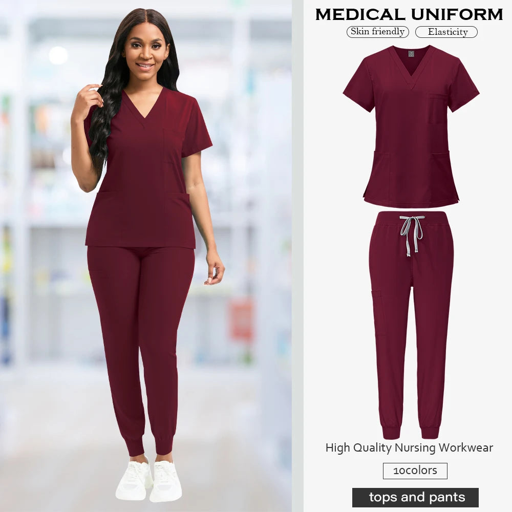 Niaahinn Fashion Medical Uniform Women Breathable Scrubs Hot Sales Top Jogger Sets Men Hospital Doctors Work Clothes Comfortable