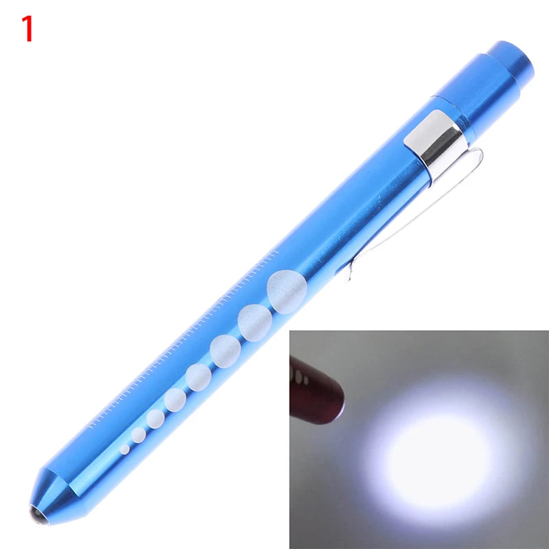 1pcs Portable LED Flashlight Work Light First Aid Pen Light Torch Lamp Pupil Gauge Measurement Medical Pen Light