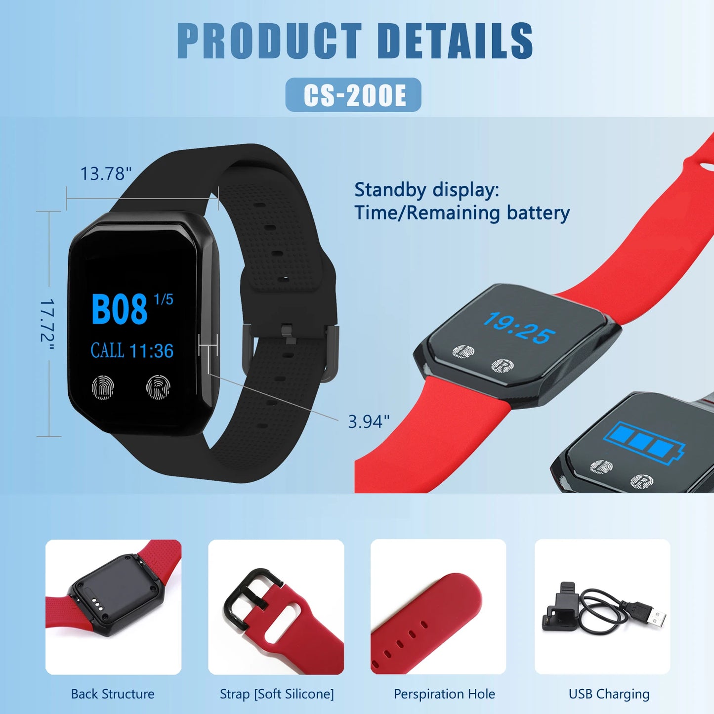 BYHUBYENG Nursing Transmiter Zumbador Alarm Button Watch Wireless Call Waiter Street Bell Emergency Camarero Hospital Equipment